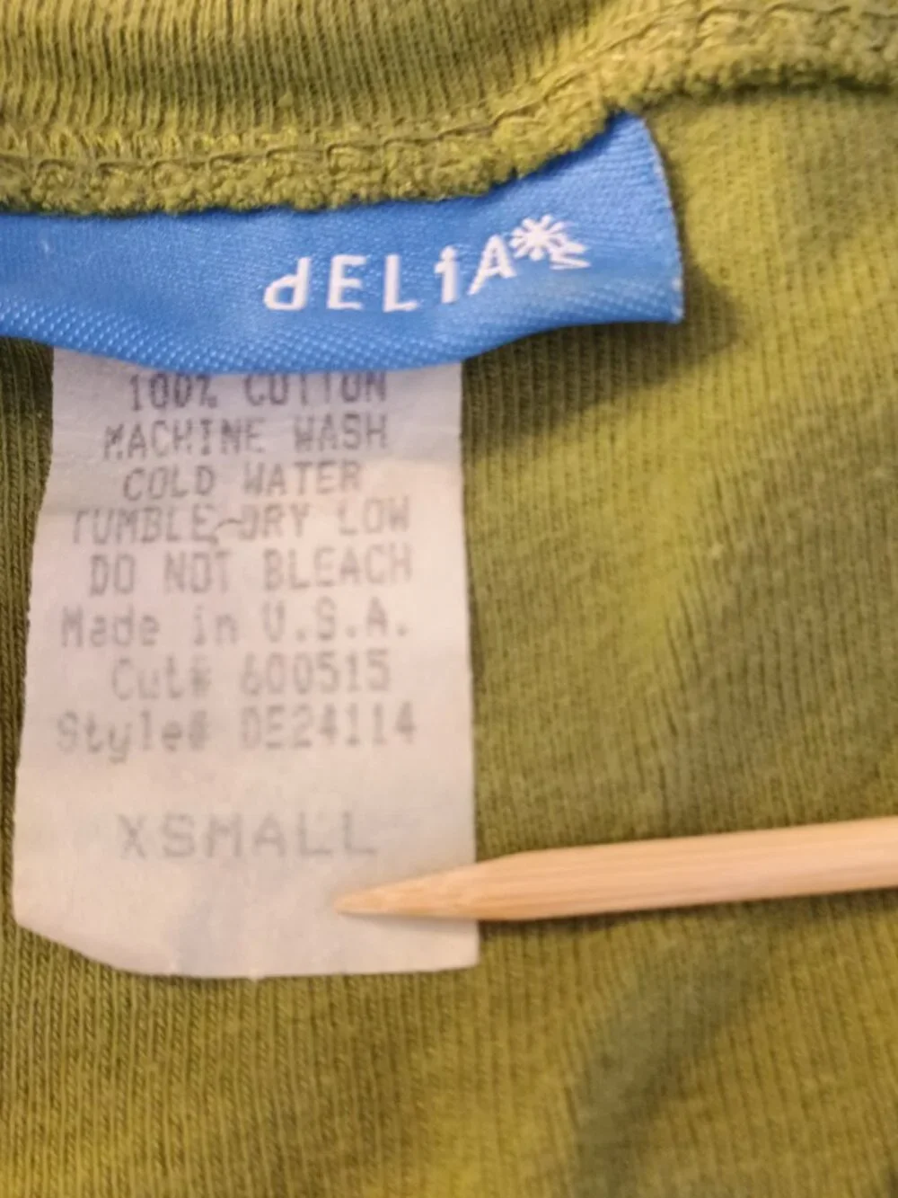 NWOT Delia's Girl XS T-Shirt 100% Cotton Green Breathable Twee Minimalist Summer